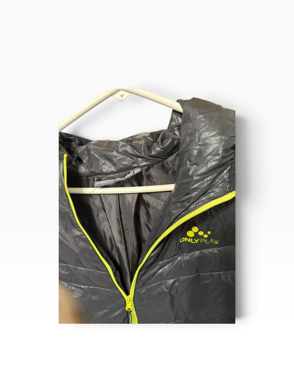 Mens/ Boys Lightweight Hooded Puffer Jacket - Gray with Lime Trim - Picture 3 of 4